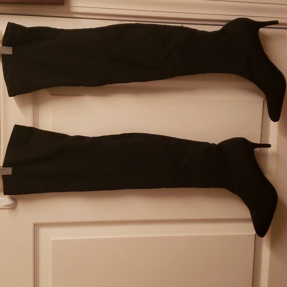 Buffalo David Bitton Shoes - Marjorie2 Over-the-knee vegan, black Glitter Sparkling Black Heel Boots Sz38